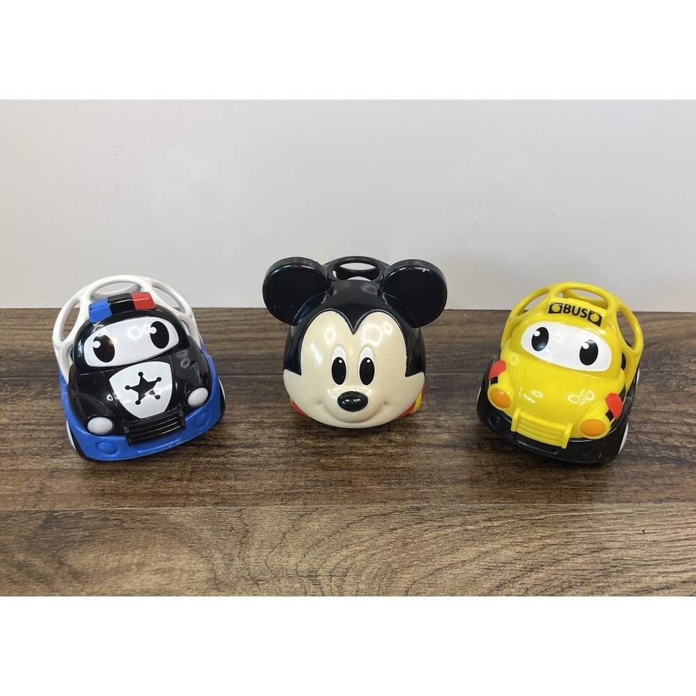 Oball Go Grippers 3" Car Lot Mickey Mouse Taxi Cub Police Car